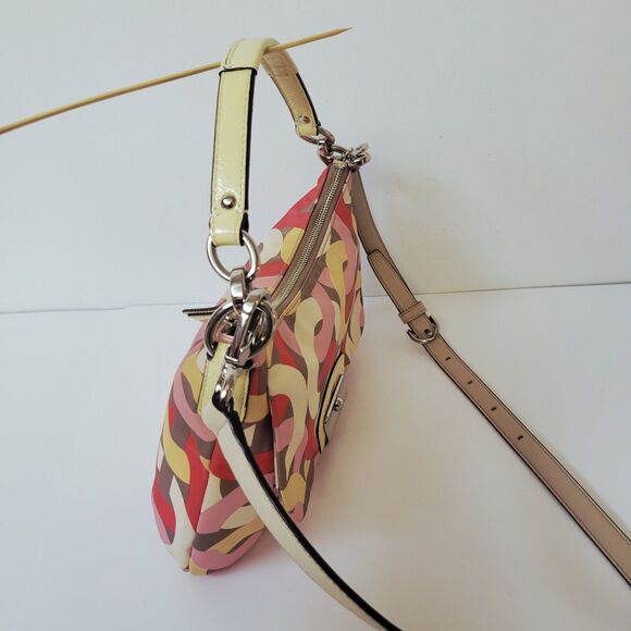 Coach Kristin Op Art Multicolor Satin Leather Shoulder Crossbody Bag - Picture 7 of 12